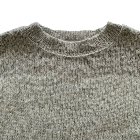 Free People Autumn Sky Olive Ombré Fuzzy Knit Pullover Sweater Medium - Picture 3 of 10